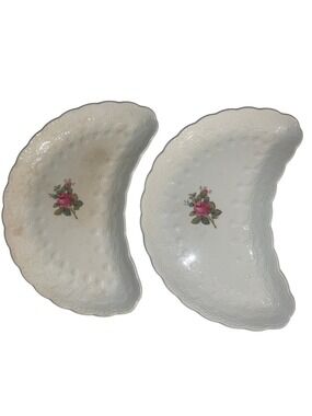 Spode Copeland Jewel Billingsley Rose Bone side Dishes, Set of 2, White/Pink